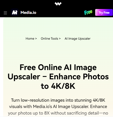 Media.io AI Image Upscaler